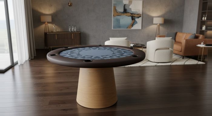 Mesa de Jogos Redonda Profissional com Porta-Copos e Coluna Cônica - R18